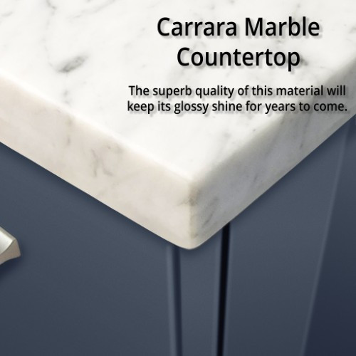 Lexora - Geneva 24" W x 22" D Navy Blue Bath Vanity, Carrara Marble Top, and Faucet Set - LVG24SE101