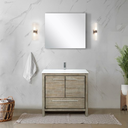 Lexora - Lafarre 36" W x 20" D Rustic Acacia Bath Vanity, Cultured Marble Top, Chrome Faucet Set and 28 in Mirror - LVLF36SRA311