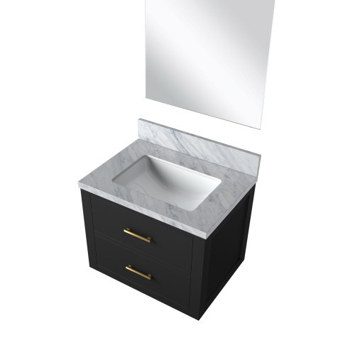 Lexora - Castor 24" W x 18" D Black Single Bath Vanity Acrylic Countertop and 18 in Mirror - LVC24SL510