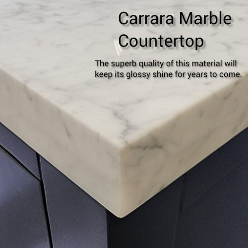 Lexora - Castor 30" W x 22" D Blue Single Bath Vanity Carrara Marble Countertop and 28 in Mirror - LVC30SE110