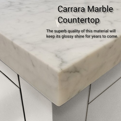 Lexora - Castor 48" W x 22" D White Single Bath Vanity Carrara Marble Countertop and 43 in Mirror - LVC48SA110