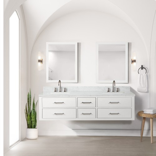 Lexora - Castor 72" W x 22" D White Double Bath Vanity, Carrara Marble Top, and 34 in Mirrors - LVC72DA110