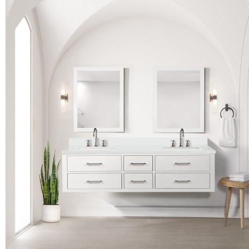 Lexora - Castor 72" W x 22" D White Double Bath Vanity, Cultured Marble Top, and 34 in Mirrors - LVC72DA310