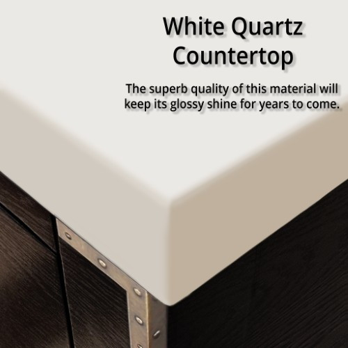 Lexora - Laurel 60" W x 22" D Brown Oak Double Bath Vanity, White Quartz Top, Faucet Set, and 28 in Mirrors - LVL60DK211