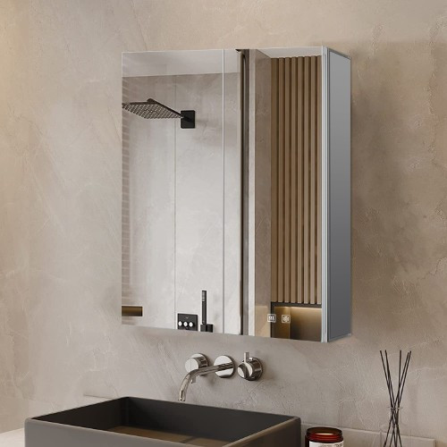 Lexora - Corsica 24" W x 32" H Surface-Mount LED Mirror Medicine Cabinet with Defogger) - LLMCCO2432