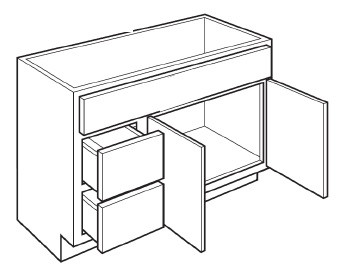 Carriage House Bradford Vanity Cabinet with Left Drawer Stack - 324840-CH-BRADFORD-SLAB-VBLDB36