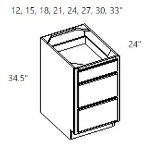 Cabinet Wright Hampton White Base Drawer Pack Cabinet - CW-HW-3DB33