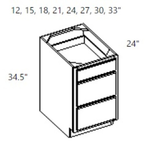 Cabinet Wright Hampton Black Base Drawer Pack Cabinet - CW-HB-3DB12