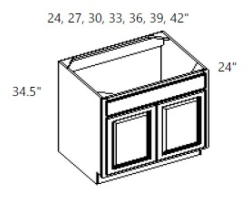 Cabinet Wright Hampton Black Sink Base Cabinet - CW-HB-SB24