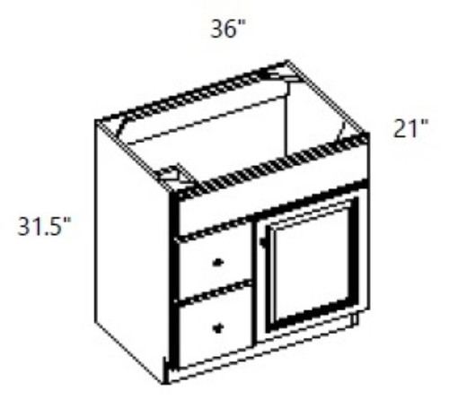 Cabinet Wright Bright White Combination Vanity Sink Base - CW-BW-VAD36