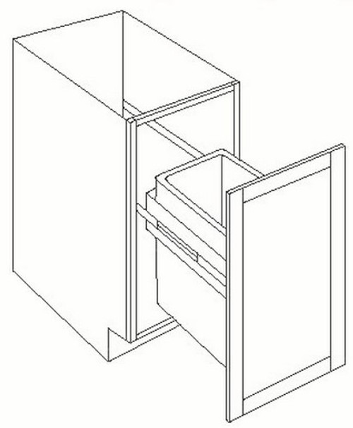 KCD BW Trash Can Base w/ Full Ht Door -18" W w/ 2 Cans - BW-TRB-2