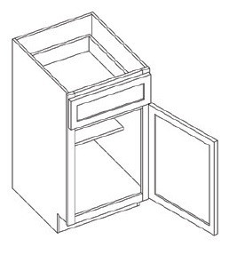 KCD Shaker Espresso Single Door Standard Base Cabinet - SE-B15