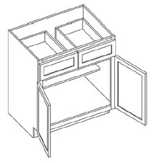 KCD Shaker White Double Door Standard Base Cabinet - SW-B30