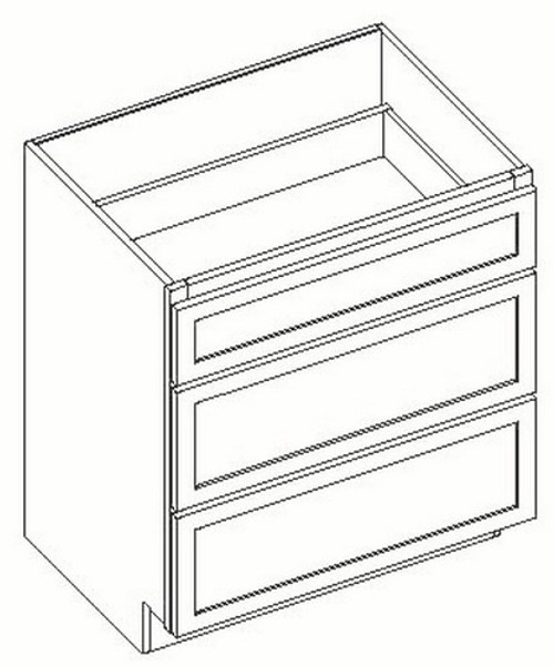 KCD Shaker White Drawer Base Cabinet - SW-DB18-3
