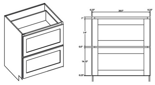 KCD Shaker Sand Drawer Base Cabinet - SS-DB36-2