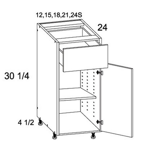 U.S. Cabinet Depot - Torino White Pine - One Drawer One Door Bases Cabinets - TWP-B12