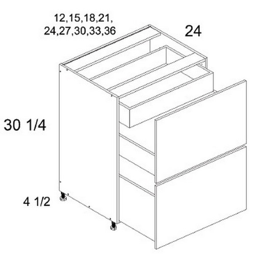 U.S. Cabinet Depot - Torino White Pine - Two Drawer Bases with One Inner Drawer Cabinets - TWP-2DBID33