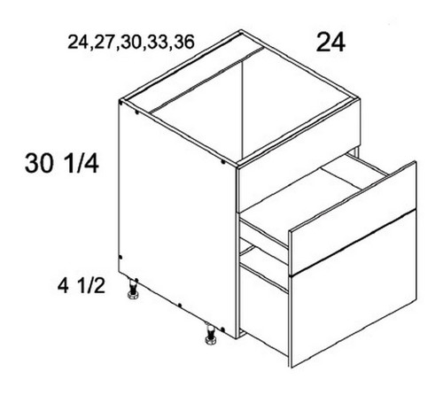 U.S. Cabinet Depot - Torino White Pine - Two Drawer with False Front Range Base Cabinets - TWP-RB3DB27