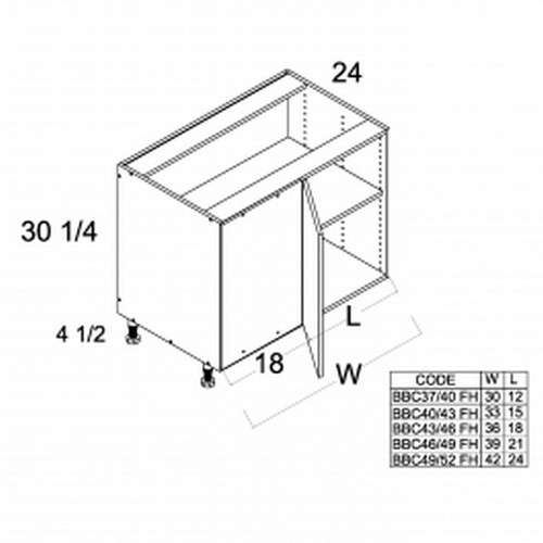 U.S. Cabinet Depot - Torino White Pine - Full Height One Door Blind Base Cabinets - TWP-BBC49-52SFH