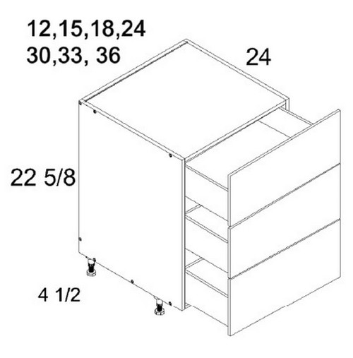 U.S. Cabinet Depot - Torino White Pine - Three Drawer Desk Base Cabinets - TWP-DDR3DB24