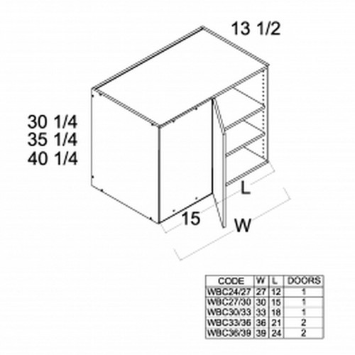U.S. Cabinet Depot - Torino White Pine - 30 1/4" H Blind Corner Wall Cabinets - TWP-WBC33-3630