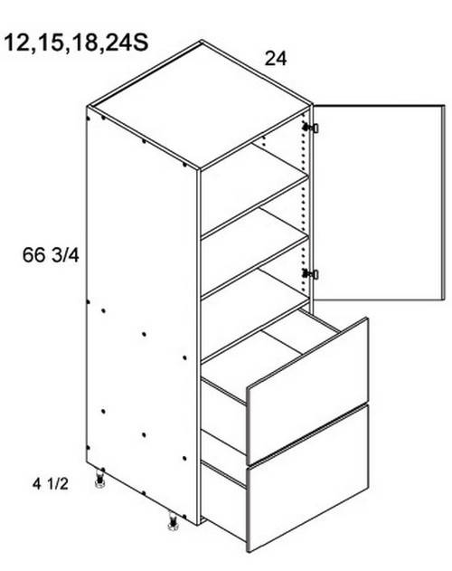 U.S. Cabinet Depot - Torino White Pine - Tall with Two Drawer Utility Cabinets - TWP-T2DB1272