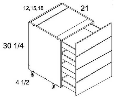 U.S. Cabinet Depot - Torino White Pine - Four Drawer Vanity Base Cabinets - TWP-4VDB18