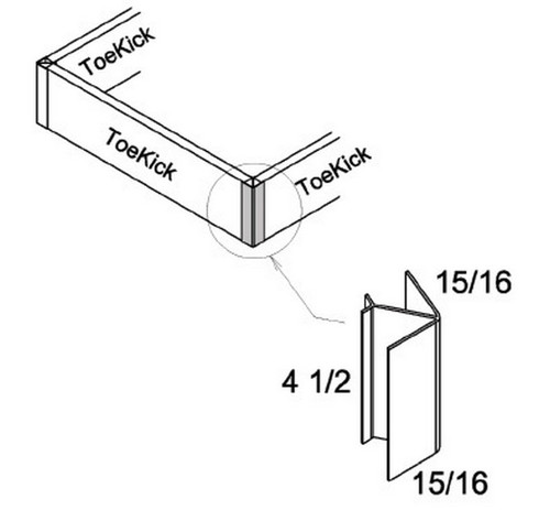 U.S. Cabinet Depot - Torino White Pine - PVC Toe Kick Corner Connector - TWP-CORNER-PVC