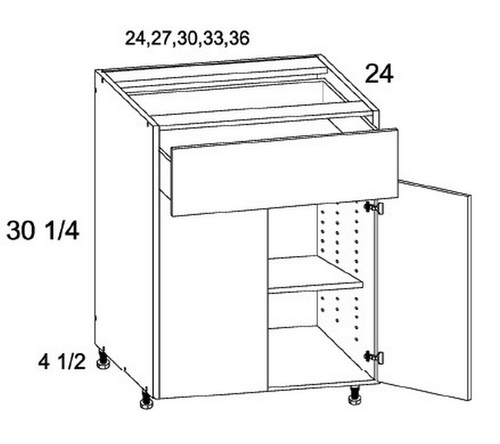 U.S. Cabinet Depot - Torino Grey Wood - One Drawer Two Door Bases Cabinets - TGW-B27