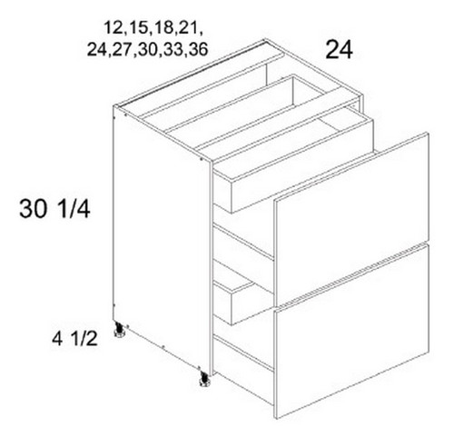 U.S. Cabinet Depot - Torino Grey Wood - Two Drawer Bases with Two Inner Drawer Cabinets - TGW-2DB2ID27