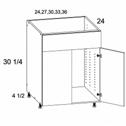 U.S. Cabinet Depot - Torino Grey Wood - Two Door Single False Drawer Front Sink Base Cabinets - TGW-SB24