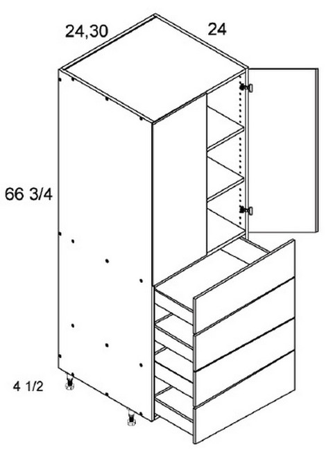 U.S. Cabinet Depot - Torino Grey Wood - Tall with Four Drawer Two Door Utility Cabinets - TGW-T4DB2472