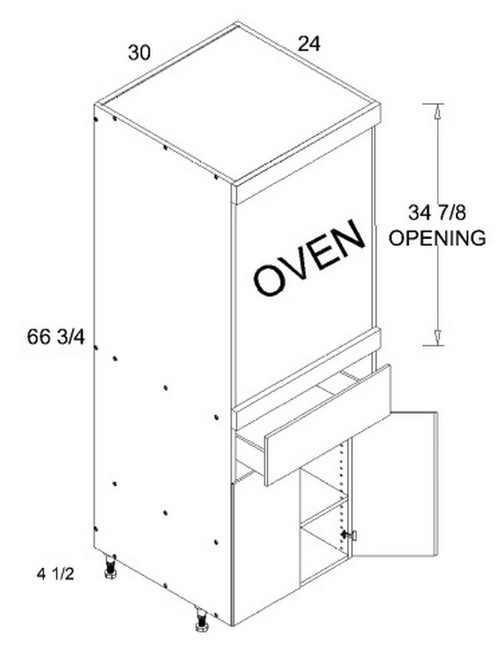 U.S. Cabinet Depot - Torino Grey Wood - Tall One Oven with One Drawer Two Door Utility Cabinets - TGW-TOSB3072