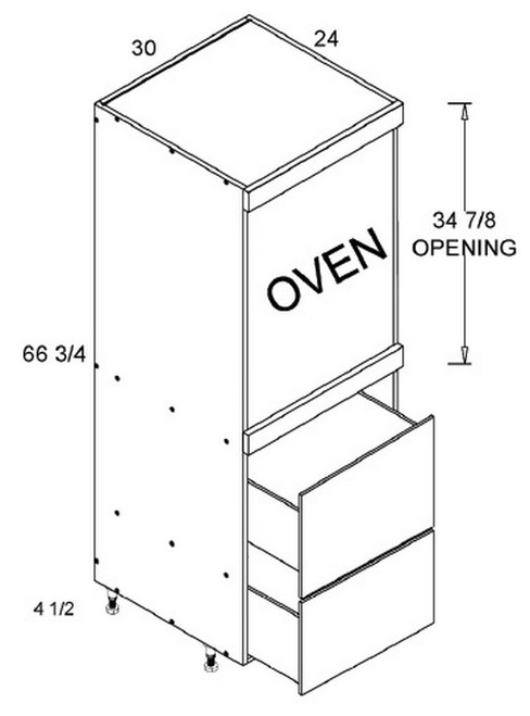 U.S. Cabinet Depot - Torino Grey Wood - Tall One Oven with Two Drawer Utility Cabinets - TGW-TOS2DB3072