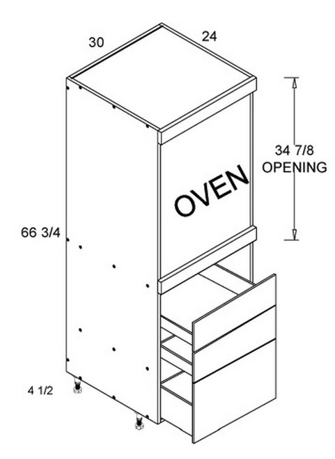 U.S. Cabinet Depot - Torino Grey Wood - Tall One Oven with Three Drawer Utility Cabinets - TGW-TOS3DB3072