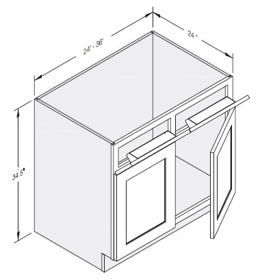 Cab-Tec Slim Shaker Oak Kitchen Cabinet - SSO-SB33