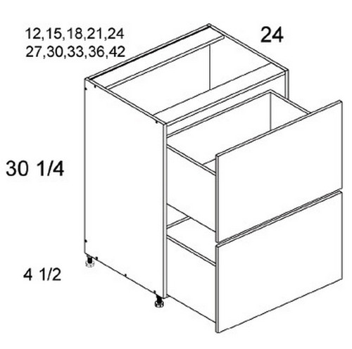 U.S. Cabinet Depot - Torino Dark Wood - Two Drawer Bases Cabinets - TDW-2DB27
