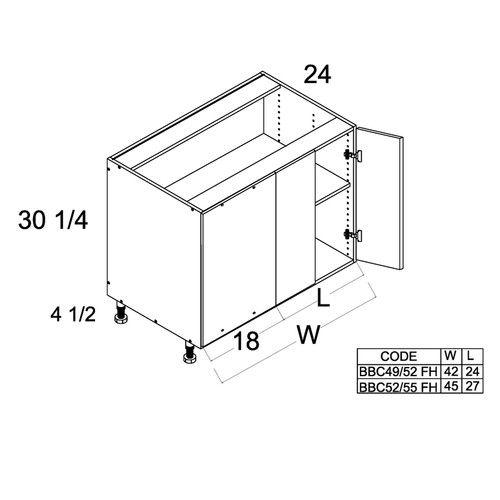 U.S. Cabinet Depot - Torino Dark Wood - Full Height Two Door Blind Base Cabinets - TDW-BBC49-52FH