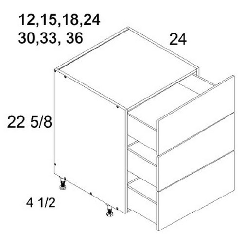 U.S. Cabinet Depot - Torino Dark Wood - Three Drawer Desk Base Cabinets - TDW-DDR3DB24