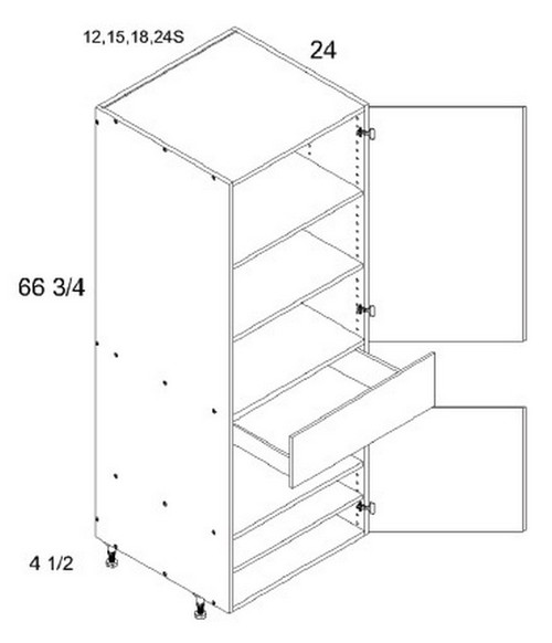 U.S. Cabinet Depot - Torino Dark Wood - Tall with One Drawer One Door Utility Cabinets - TDW-TB1572