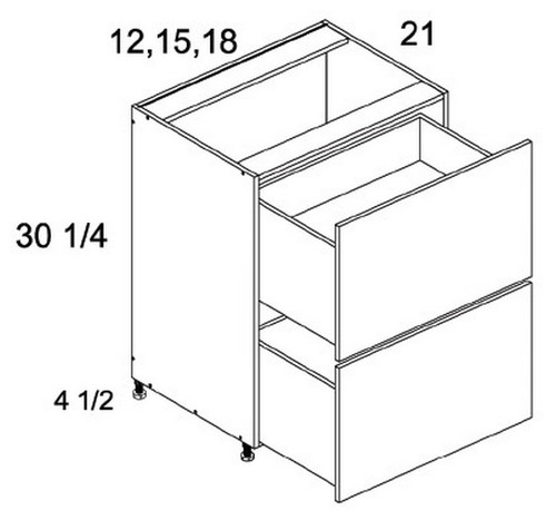 U.S. Cabinet Depot - Torino Dark Wood - Two Drawer Vanity Base Cabinets - TDW-2VDB12