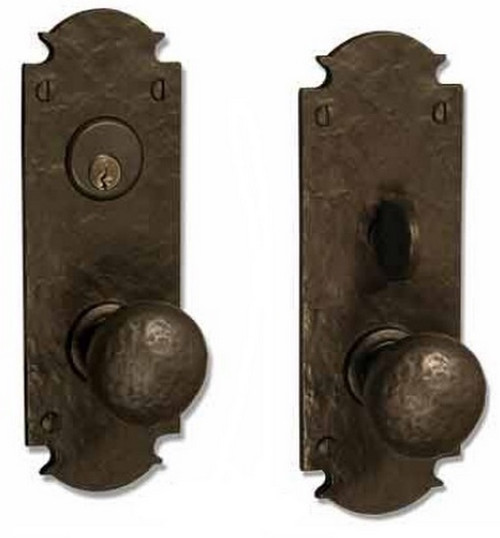 Coastal Bronze - Champagne Finish - Arch Plate 8" Mortise Lever Knob - 210-00-MOR-C