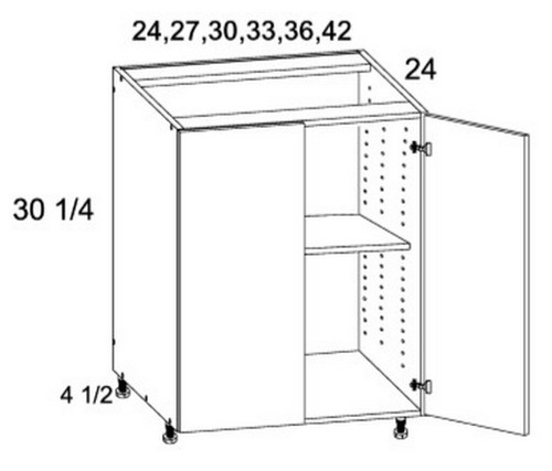 U.S. Cabinet Depot - Verona Pure Blanc - Full Height Double Door Bases Cabinets - VPB-B36FH