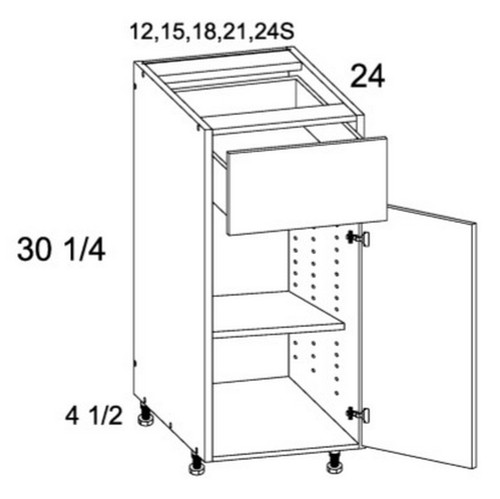 U.S. Cabinet Depot - Verona Pure Blanc - One Drawer One Door Bases Cabinets - VPB-B18