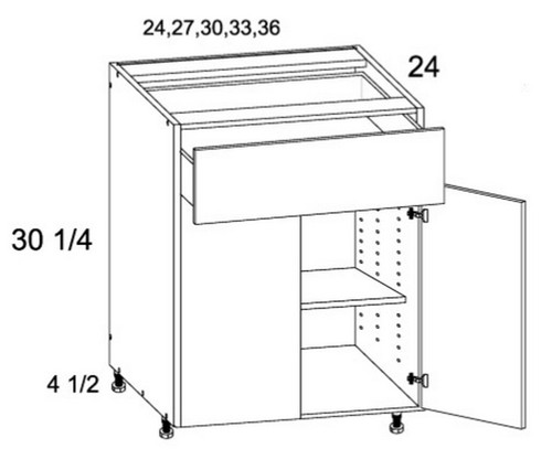 U.S. Cabinet Depot - Verona Pure Blanc - One Drawer Two Door Bases Cabinets - VPB-B36