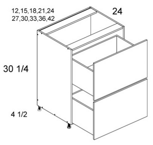 U.S. Cabinet Depot - Verona Pure Blanc - Two Drawer Bases Cabinets - VPB-2DB12