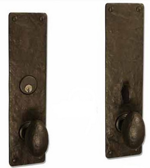 Coastal Bronze - Midnight Finish - Square Plate 11" Mortise Lever Knob - 120-00-DBL-M