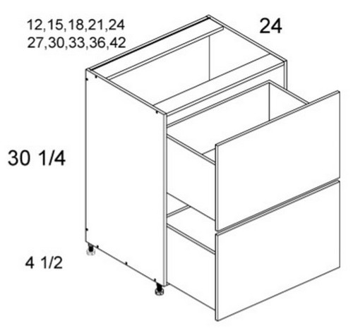 U.S. Cabinet Depot - Verona Pure Blanc - Two Drawer Bases Cabinets - VPB-2DB18