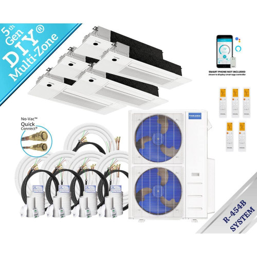 MRCOOL DIY 5th Gen 48K BTU 4 Ton 5 Zone 21.8 SEER2 Ductless Mini Split System-(4)9K, 12K Cassettes and 25/35/35/50/66 ft. Lines