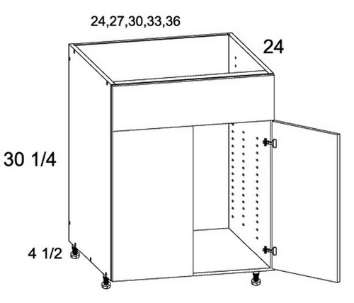 U.S. Cabinet Depot - Verona Pure Blanc - Two Door Single False Drawer Front Sink Base Cabinets - VPB-SB24